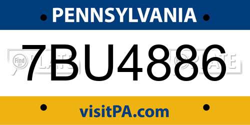7BU4886 Pennsylvania License Plate