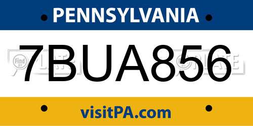 7BUA856 Pennsylvania License Plate