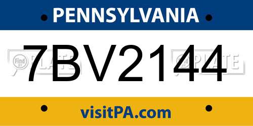 7BV2144 Pennsylvania License Plate