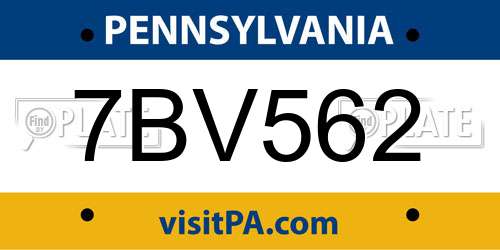 7BV562 Pennsylvania License Plate