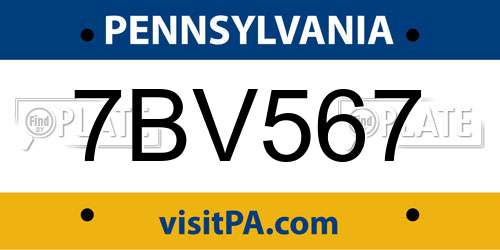 7BV567 Pennsylvania License Plate