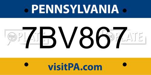7BV867 Pennsylvania License Plate