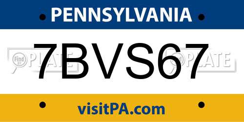 7BVS67 Pennsylvania License Plate