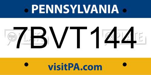 7BVT144 Pennsylvania License Plate