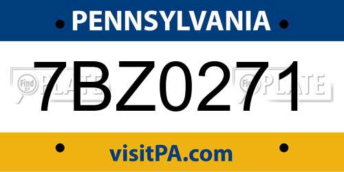 7BZ0271 Pennsylvania License Plate