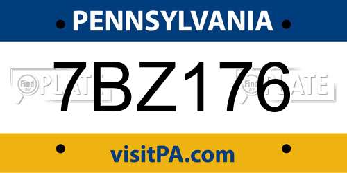 7BZ176 Pennsylvania License Plate