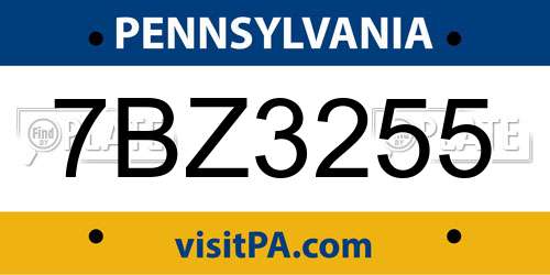 7BZ3255 Pennsylvania License Plate