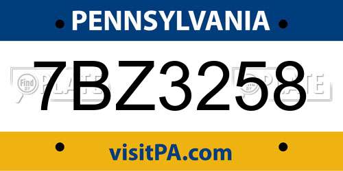 7BZ3258 Pennsylvania License Plate