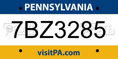 7BZ3285 Pennsylvania License Plate