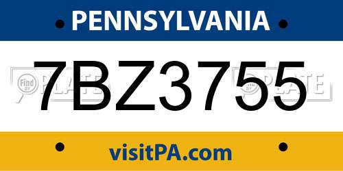 7BZ3755 Pennsylvania License Plate
