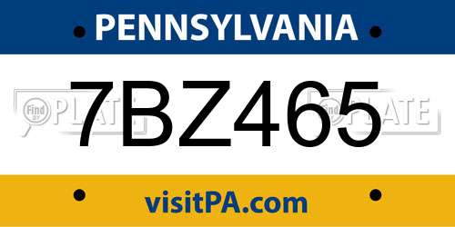 7BZ465 Pennsylvania License Plate