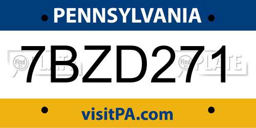 7BZD271 Pennsylvania License Plate