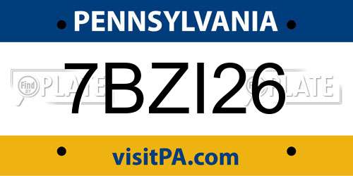 7BZI26 Pennsylvania License Plate
