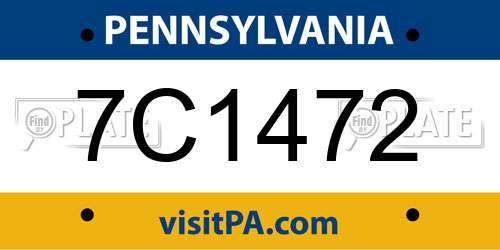 7C1472 Pennsylvania License Plate