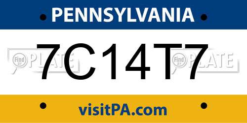 7C14T7 Pennsylvania License Plate