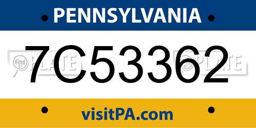 7C53362 Pennsylvania License Plate