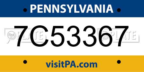 7C53367 Pennsylvania License Plate