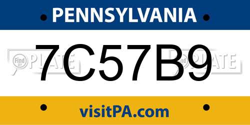 7C57B9 Pennsylvania License Plate
