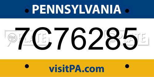 7C76285 Pennsylvania License Plate