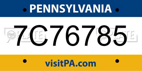 7C76785 Pennsylvania License Plate
