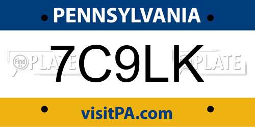 7C9LK Pennsylvania License Plate