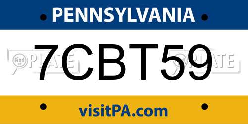 7CBT59 Pennsylvania License Plate