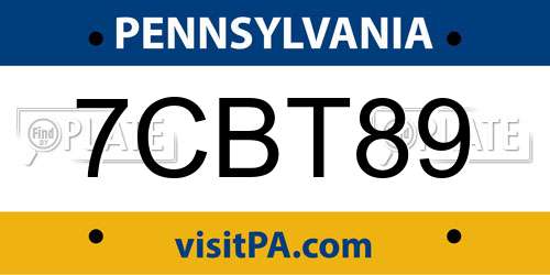 7CBT89 Pennsylvania License Plate