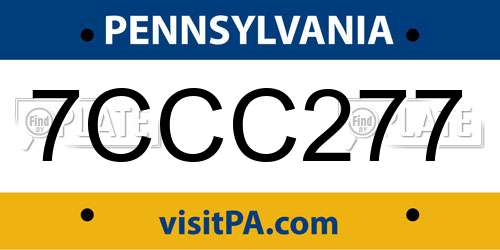 7CCC277 Pennsylvania License Plate