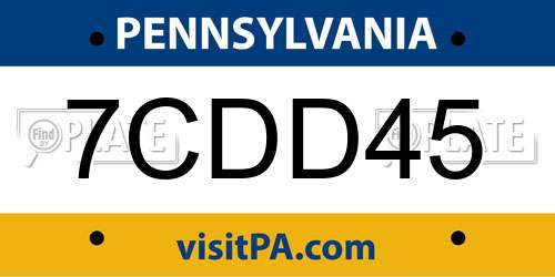 7CDD45 Pennsylvania License Plate