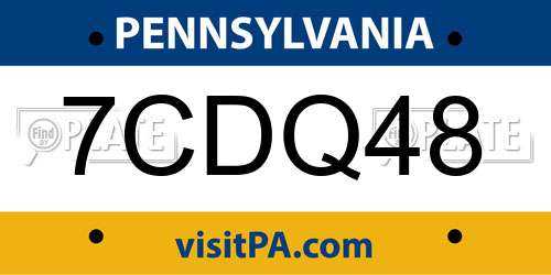 7CDQ48 Pennsylvania License Plate
