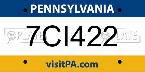 7CI422 Pennsylvania License Plate