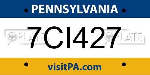 7CI427 Pennsylvania License Plate