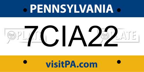 7CIA22 Pennsylvania License Plate
