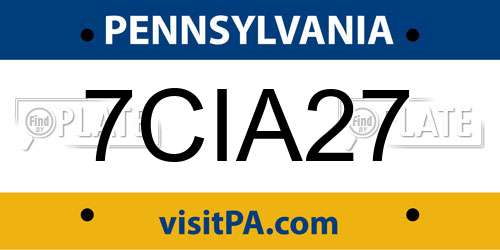 7CIA27 Pennsylvania License Plate