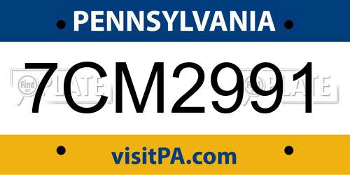 7CM2991 Pennsylvania License Plate