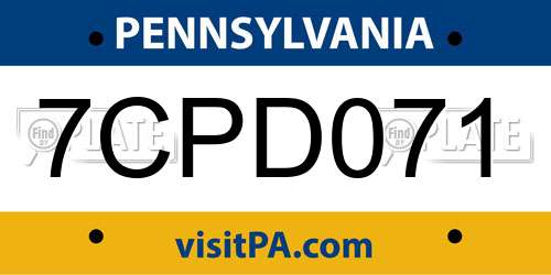 7CPD071 Pennsylvania License Plate