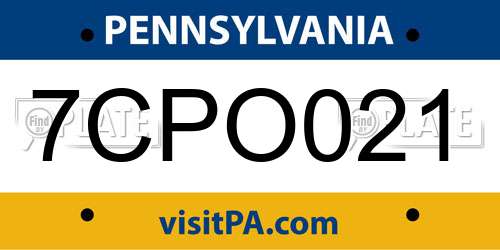 7CPO021 Pennsylvania License Plate