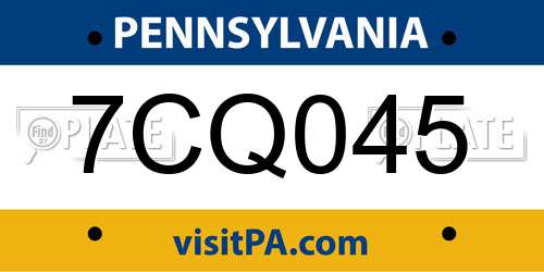 7CQ045 Pennsylvania License Plate