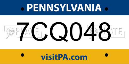 7CQ048 Pennsylvania License Plate