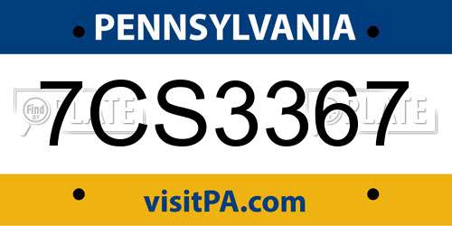 7CS3367 Pennsylvania License Plate