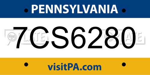 7CS6280 Pennsylvania License Plate