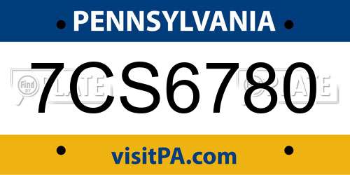 7CS6780 Pennsylvania License Plate