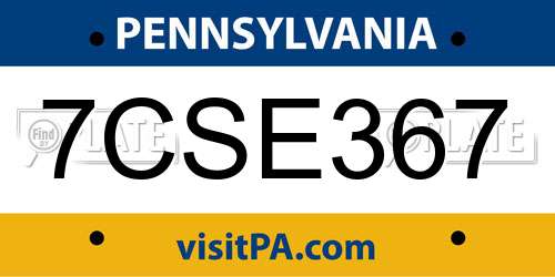 7CSE367 Pennsylvania License Plate