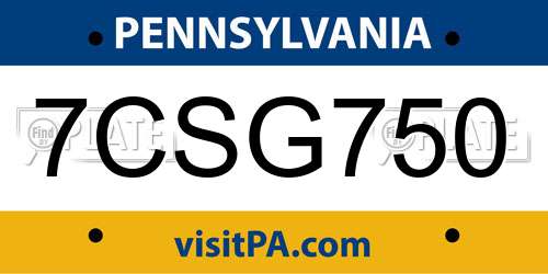 7CSG750 Pennsylvania License Plate