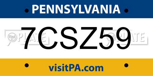 7CSZ59 Pennsylvania License Plate
