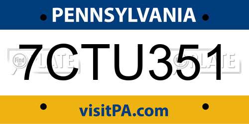 7CTU351 Pennsylvania License Plate