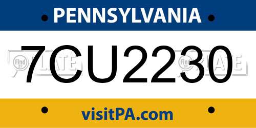 7CU2230 Pennsylvania License Plate