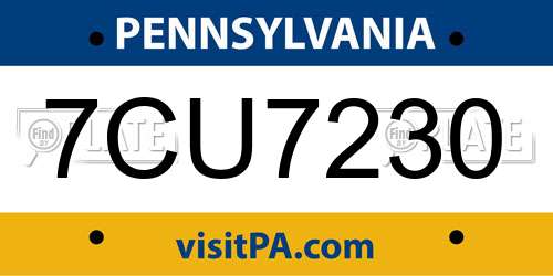 7CU7230 Pennsylvania License Plate