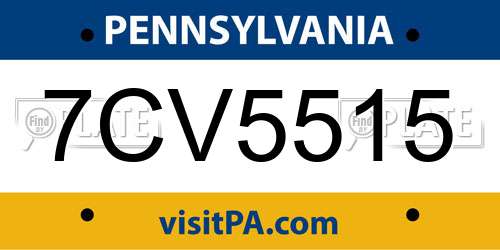 7CV5515 Pennsylvania License Plate