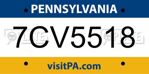 7CV5518 Pennsylvania License Plate